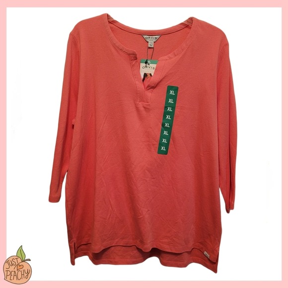 Orvis Pullover Vneck Top XL Pink - Picture 1 of 4